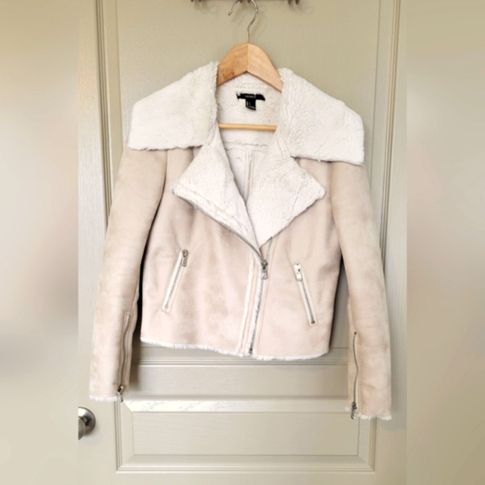 Faux Fur Lined Suede Aviator Jacket by FOREVER 21 - Picture 1 of 15